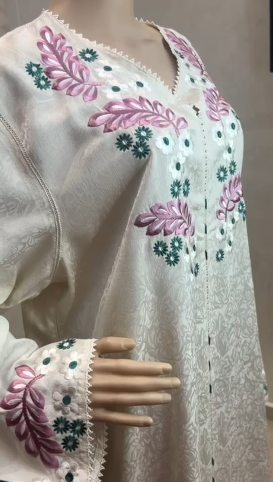 قفطان كمخة رقيق - Blanc Cassé